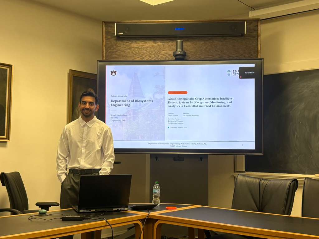 Faraz Ahmad Defends M.S. Thesis on Specialty Crop Automation